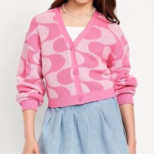 Girls Pink Cardigan Sweater